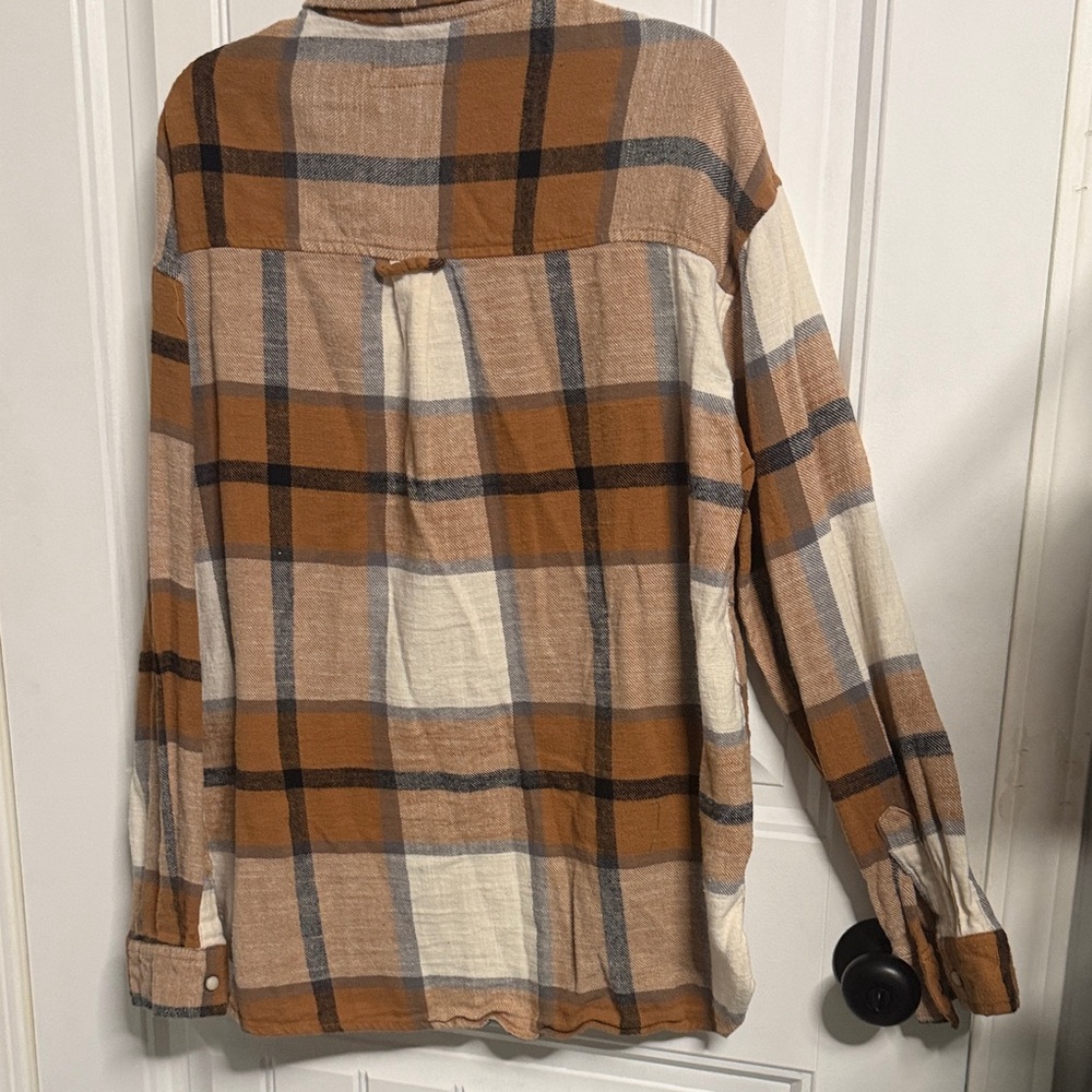 RSQ Brown and Cream Plaid Shirt